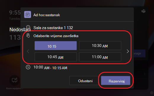 panel za Teams rezervna soba