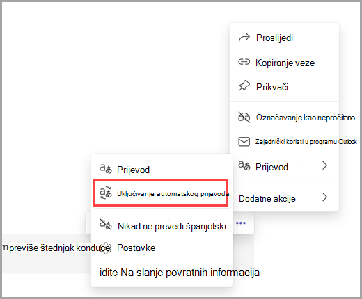 Odaberite više mogućnosti za uključivanje automatskog prevođenja