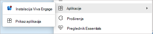 Snimka zaslona s naredbom za instalaciju na izborniku Postavke.