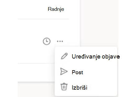 Mogućnosti rada s zakazanim objavama prije objave