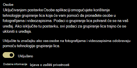 Prikazuje prekidač za uključivanje i isključivanje postavke People.