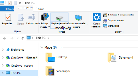 Snimka zaslona Eksplorer za datoteke