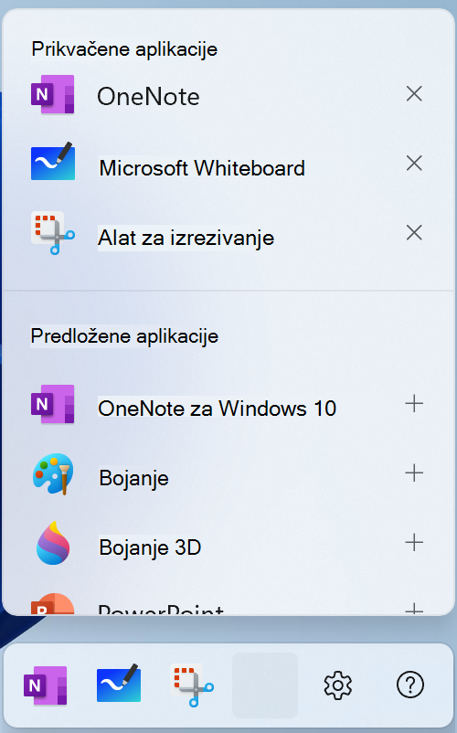 Snimka zaslona izbornika olovke za uređivanje u sustavu Windows 11.