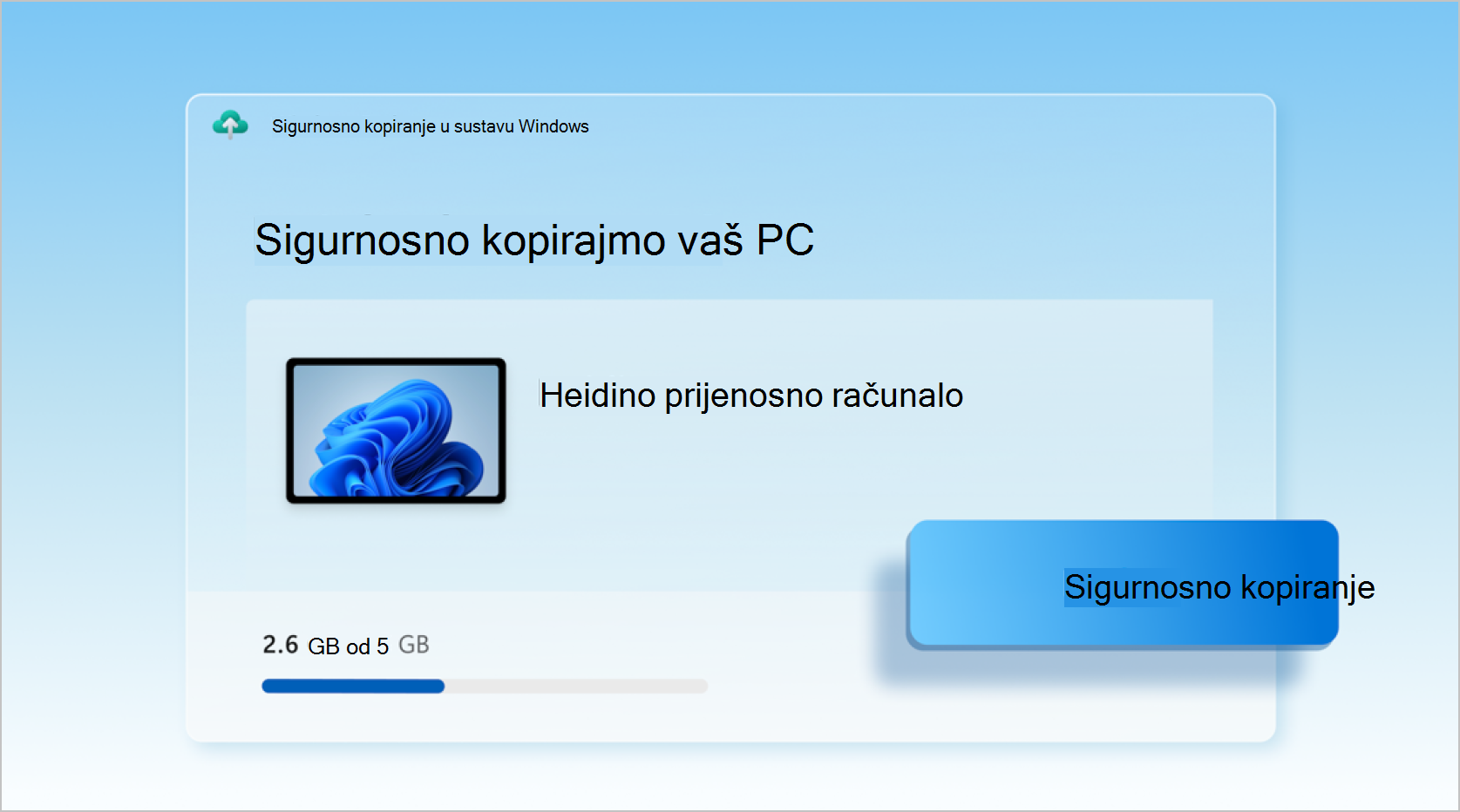 Ikona Sigurnosno kopiranje u sustavu Windows.