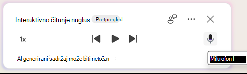 Da biste rješenju Copilot postavili pitanja vezana uz dokument, kliknite gumb Isključi zvuk.