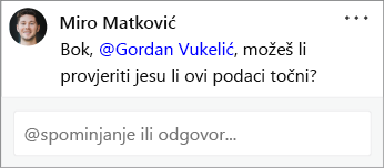 Kontakt spomenut u komentaru