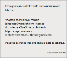 Promijenite račun kako biste transkribirali na ovoj bilježnici