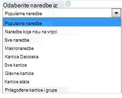 Odabir naredbi s popisa