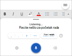 Snimka zaslona diktiranja na telefonu sa sustavom Android.