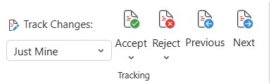 Izbornik za evidentiranje promjena u web-aplikaciji Word Web