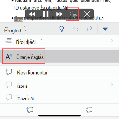 Dodirnite Čitanje naglas