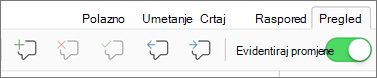 Izbornik komentara kartice Pregled