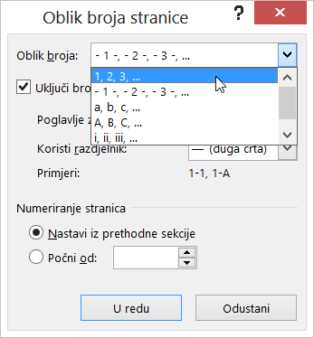 Odabir oblika broja