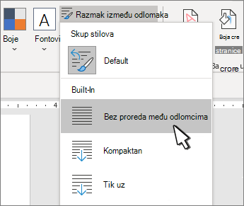 Postavljanje jednostrukog razmaka u dokumentu