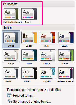 The Themes menu shows custom and built-in themes