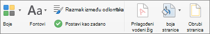 Options for customizing a theme on the Design tab