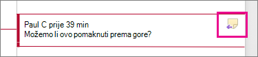 Istaknuta je ikona Odgovor na komentar