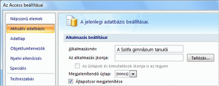 Az alkalmazás egyéni elnevezése