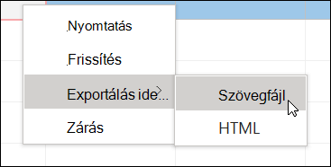 Képernyőkép egy almenüt tartalmazó helyi menüről