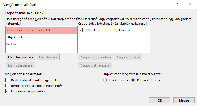 Az alapértelmezett egyéni kategória