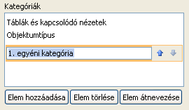 Új egyéni kategória a navigációs ablakban
