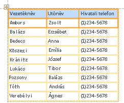 Egyszerű táblázatos vezérlőelem-elrendezés