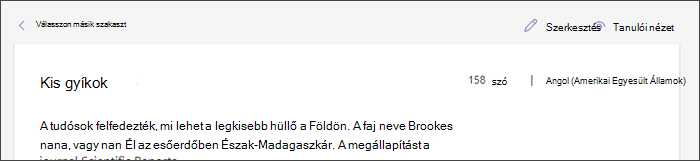 Képernyőkép egy helyén lévő szakaszról, miközben a kurzor a Szerkesztés gombra mutat