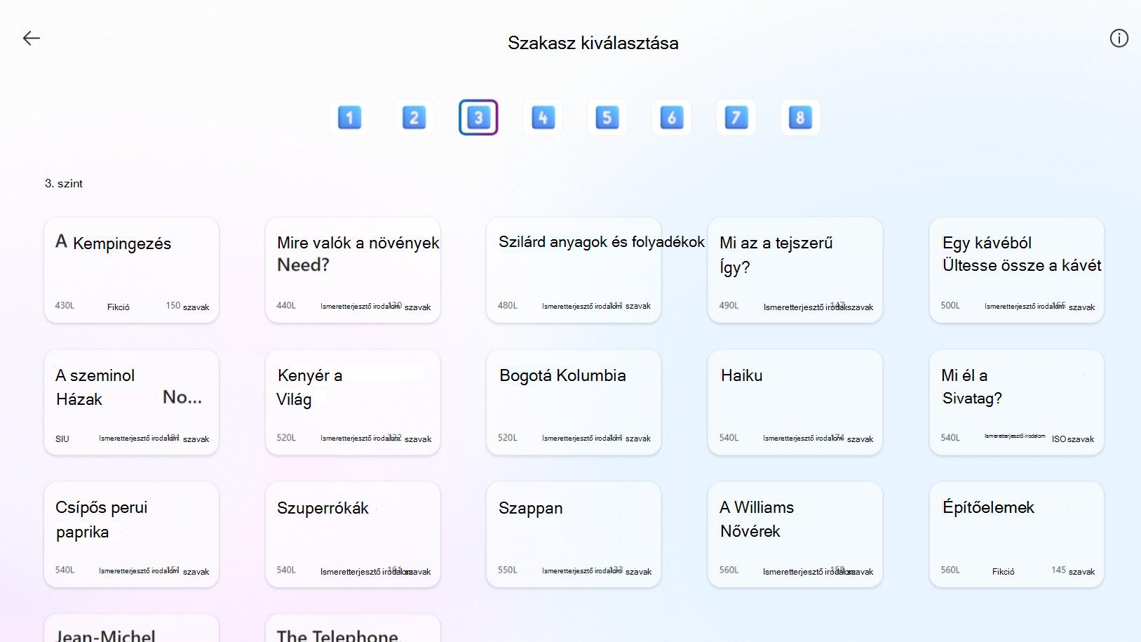 Szakasz felolvasása