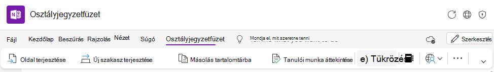 Képernyőkép: reflektálás a menüszalagon.