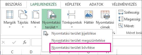 Nyomtatási terület bővítése