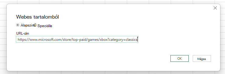URL-cím megadása