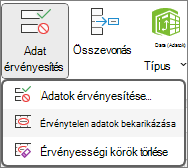 Érvénytelen adatok bekarikázása a menüszalagon