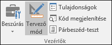 A Tervező mód a menüszalagon