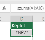 Az Excel #NAME? hibát jelenít meg, ha egy képletnévben elírás van