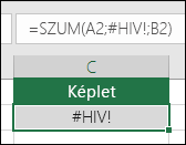 Az Excel #REF! hibát jelenít meg, ha érvénytelen egy cellahivatkozás