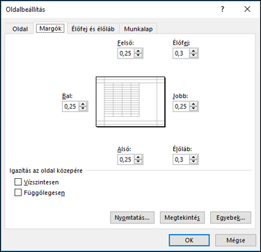 Oldalbeállítás > Margó beállításai