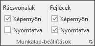 Lapelrendezési > lap beállításai > Fejlécek nyomtatása