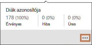 A minőségi értékek előugró ablaka
