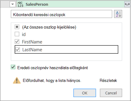 A rekord kibontása a táblába
