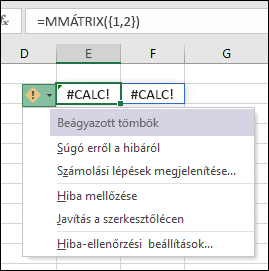 Beágyazott tömb #CALC! hiba