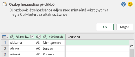 Power Query – Oszlop egyesítése példából – ablaktábla