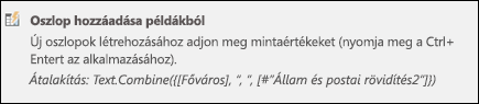 Power Query – Oszlop kombinálása minta alapján – egyéni oszlopképlet
