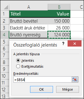 Esetösszegző párbeszédpanel