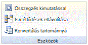 Az Excel menüszalagja