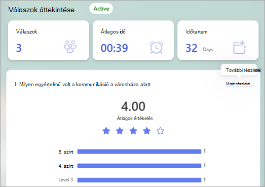 A Válaszok áttekintése a válaszok összegzését mutatja be a További részletek hivatkozásokkal, amelyek segítenek az egyes válaszok részleteinek feltárásában.