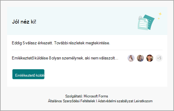 Jól néz ki a megerősítő ablak az Emlékeztető küldése gombbal