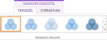 A SmartArt-eszközök eszközcsoport Tervezés lapjának SmartArt-stílusok csoportja
