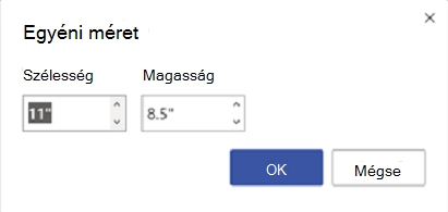 Az oldalméret módosítása