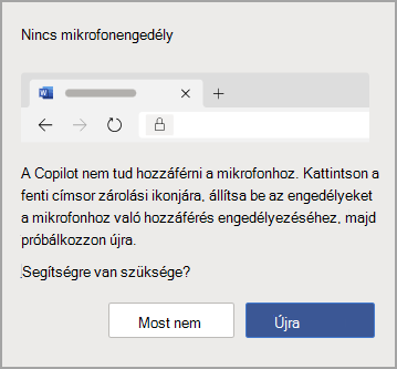A Nincs mikrofonengedély hibaüzenet a Copilotban.