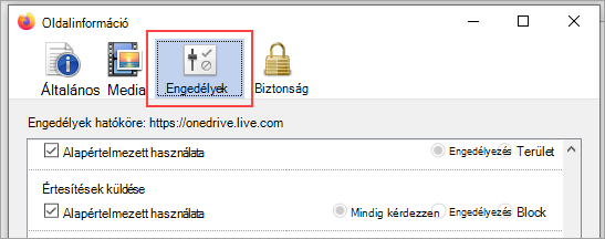 Válassza az Engedélyek lehetőséget.